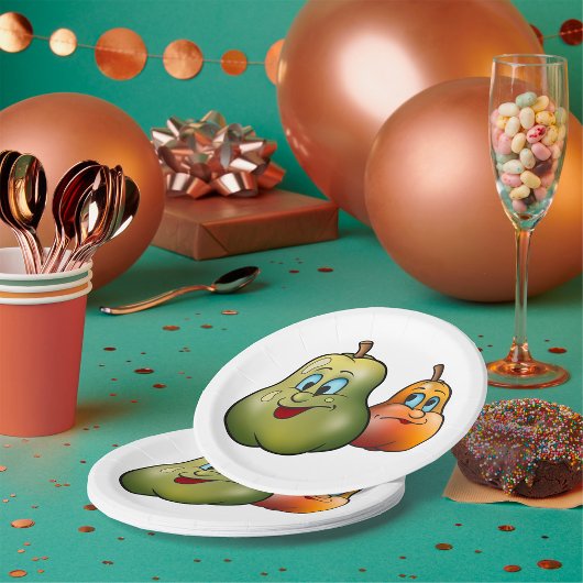 Twee Happy Pears Papieren Bordje