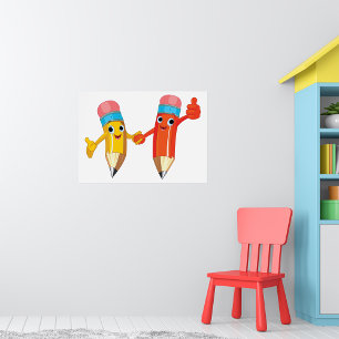 Twee Happy Pencils Poster
