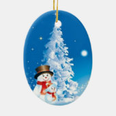 Twee Happy Snowmen Keramisch Ornament (Achterkant)