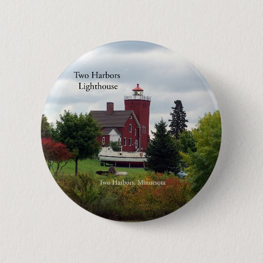 Twee Harbors Lighthouders & bootknop Ronde Button 5,7 Cm (Voorkant)