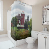 Twee Harbors Lighthouse & Boat douchergordijn Douchegordijn (In situ)