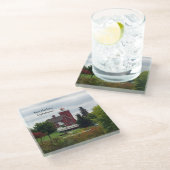 Twee Harbors Lighthouse & Boat glass onderzetter (Schuin)