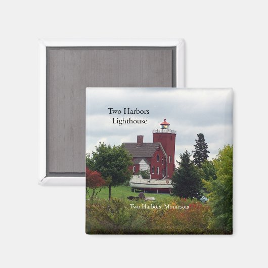 Twee Harbors Lighthouse & Boat magnet (Voorkant / Achterkant)
