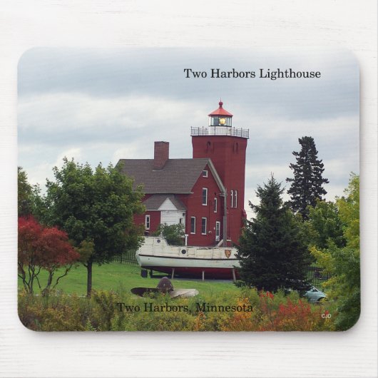 Twee Harbors Lighthouse & Boat mousepad Muismat (Voorkant)