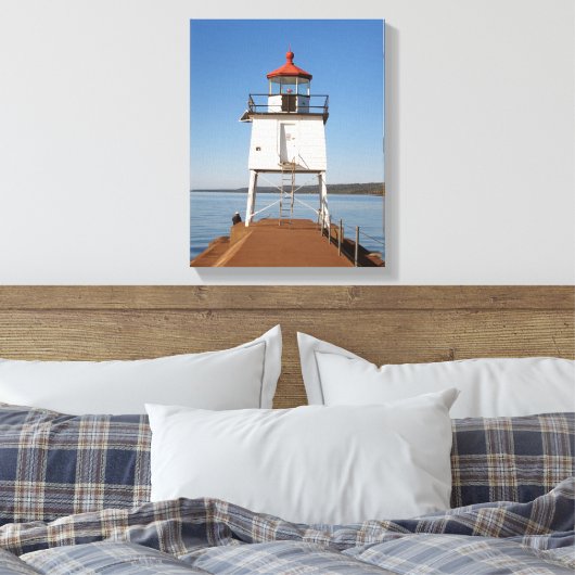 Twee Harbors South Breakwater Light canvas afdrukk (Insitu (Slaapkamer))