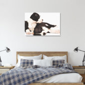 Twee Harlequin Great Dane-puppies op wit Canvas Afdruk (Insitu (Slaapkamer))