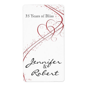Twee hart als één Jubileum Wijnlabel Etiket