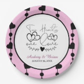 Twee hart één liefde papieren bordje (Voorkant)