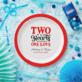 Twee hart één liefde papieren bordje (Feest)