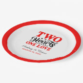 Twee hart één liefde papieren bordje (Gekanteld)