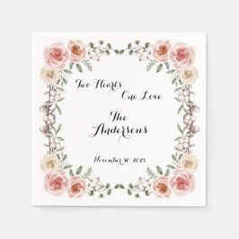 Twee hart een liefde rustieke Arbor Rozen bruiloft Servet