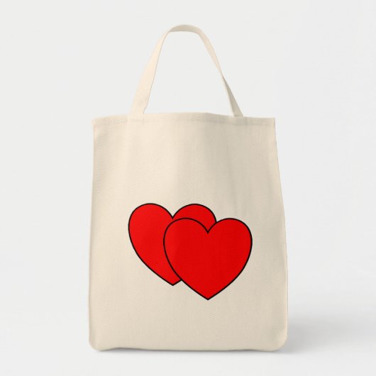 Twee hart Grote Canvas tas (Voorkant)