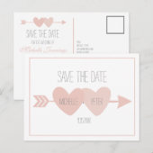Twee hart sparen het (witte) Briefkaart van de Dat (Voorkant / Achterkant)