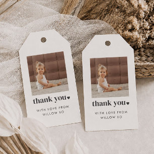 Twee Hart Vierkant Foto 2e Verjaardag Favor Cadeaulabel