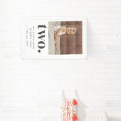 Twee Hart Vierkant Foto 2e Verjaardag Spandoek (Insitu)