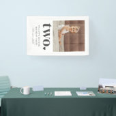 Twee Hart Vierkant Foto 2e Verjaardag Spandoek (Beurs)