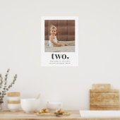 Twee Hart Vierkante Foto 2e Verjaardag Welkom Teke Poster (Keuken)