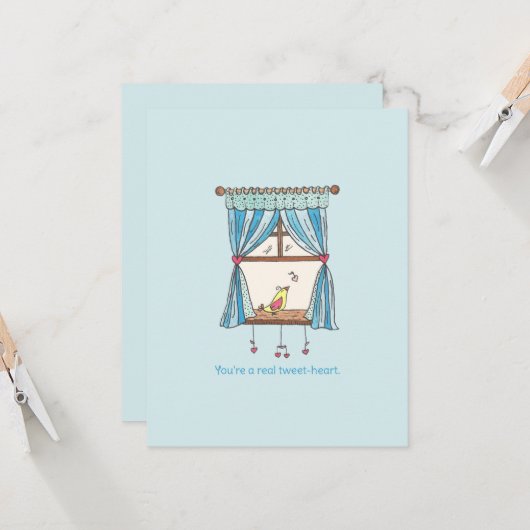 Twee Hart Vogels Valentijnskaart Kaart (Voorkant / Achterkant in situ)