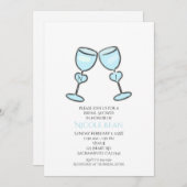 Twee Hart Wijnglazen Bruids Douche Uitnodigingen (Voorkant / Achterkant)