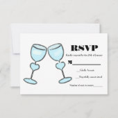 Twee hart wijnglazen Vrijgezellenfeest bruiloft RS RSVP Kaartje (Voorkant)