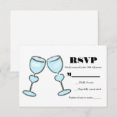 Twee hart wijnglazen Vrijgezellenfeest bruiloft RS RSVP Kaartje (Voorkant / Achterkant)
