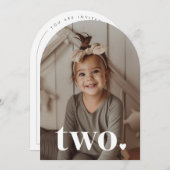 Twee hartboog foto 2e verjaardag kaart (Voorkant / Achterkant)
