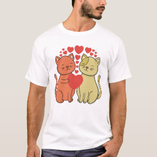 Twee hartelijke katten omhelzen elkaar t-shirt