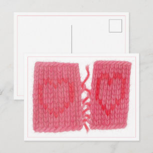 TWEE HARTEN AAN ELKAAR VASTGEKNOOPT Ansichtkaart Briefkaart