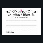 Twee Harten Advies en Wensen Trouwen Kaart<br><div class="desc">Deze stijlvolle Advies & Wens kaarten zijn de perfecte aanvulling op uw bruiloft receptie. Het beschikt over een wervelende zwarte rand met een pruim paarse hart op de top. De tekst binnenin is "Advies & Wishes" in een leuk zwart script lettertype en "voor de nieuwe meneer en mevrouw" in een...</div>
