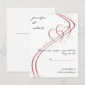 Twee harten als één antwoordkaart uitnodiging briefkaart (Voorkant / Achterkant)