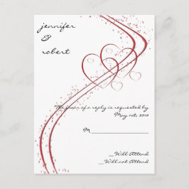 Twee harten als één antwoordkaart uitnodiging briefkaart