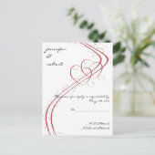 Twee harten als één antwoordkaart uitnodiging briefkaart (Staand voorkant)