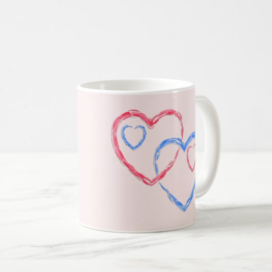 Twee harten als één beker koffiemok (Voorkant rechts)
