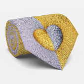 Twee harten als één gouden zilveren bruiloft stropdas (Opgerold)