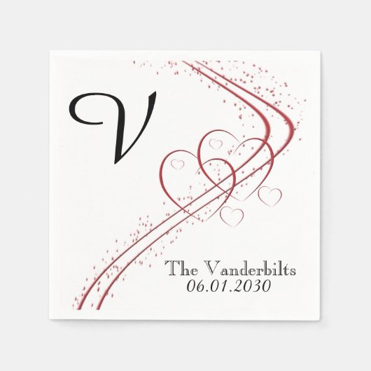 Twee harten als één huwelijksservet servetten (Voorkant)