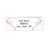 Twee harten als een in rood en wit etiket (Voorkant)