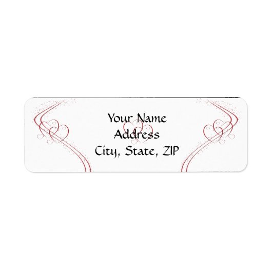 Twee harten als een in rood en wit etiket (Voorkant)