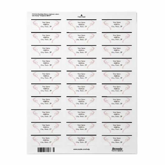 Twee harten als een in rood en wit etiket (Full Sheet)