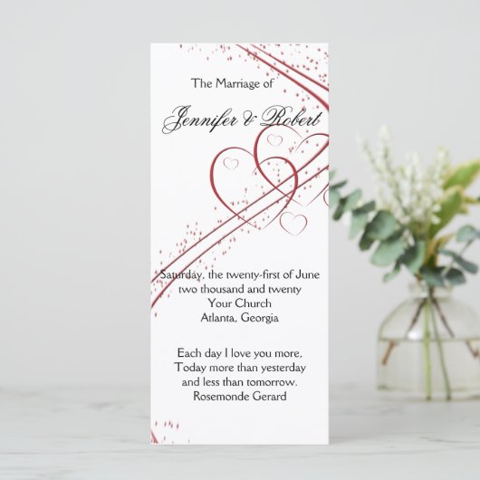 Twee harten als één programma programmakaart (Staand voorkant)