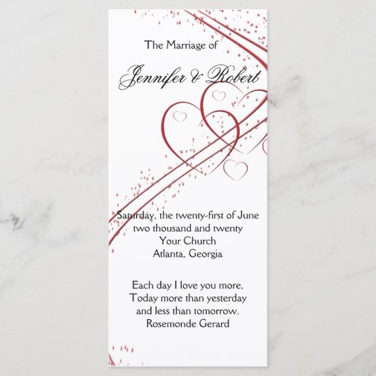 Twee harten als één programma programmakaart (Voorkant)