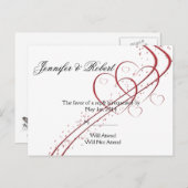 Twee harten als één RSVP Uitnodiging Briefkaart (Voorkant / Achterkant)