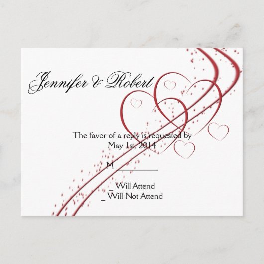 Twee harten als één RSVP Uitnodiging Briefkaart (Voorkant)