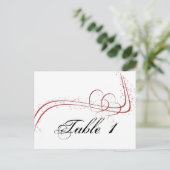 Twee harten als één tabelnummer briefkaart (Staand voorkant)