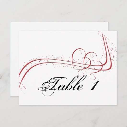 Twee harten als één tabelnummer briefkaart (Voorkant / Achterkant)