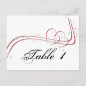 Twee harten als één tabelnummer briefkaart (Voorkant)