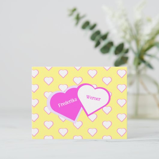 Twee harten als één Valentijnsdag kaart (Staand voorkant)