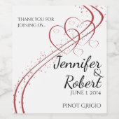 Twee harten als één wijnetiket wijn etiket (Enkel label)