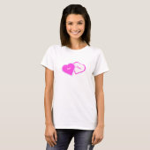 Twee harten als één witte dames T-shirt (Voorkant volledig)