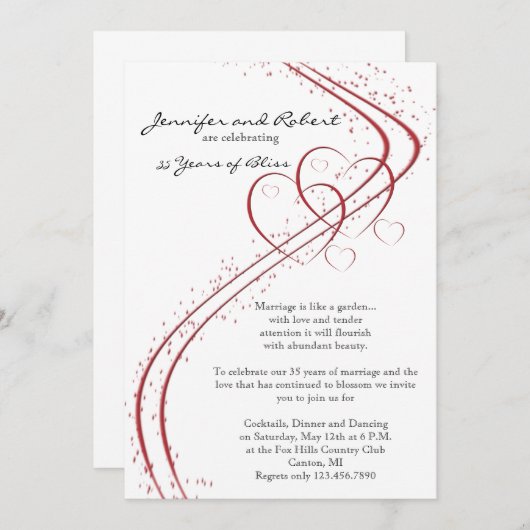 Twee harten als trouwjubileum één kaart (Voorkant / Achterkant)