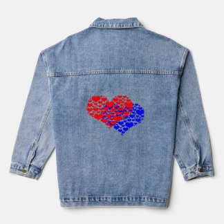 Twee harten blauw en rood denim jacket